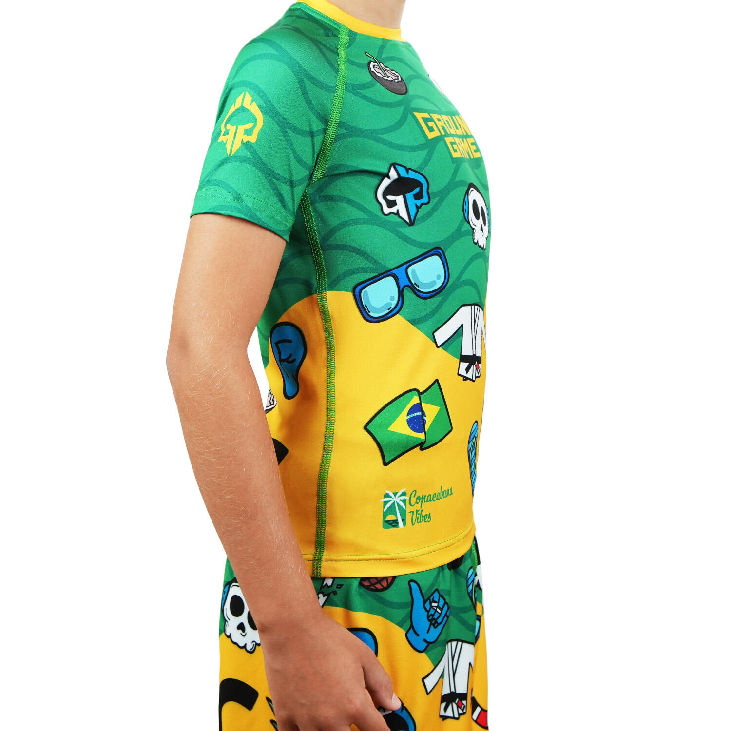 Rashguard dla dzieci Ground Game Copacabana z krótkim rękawem 3/4