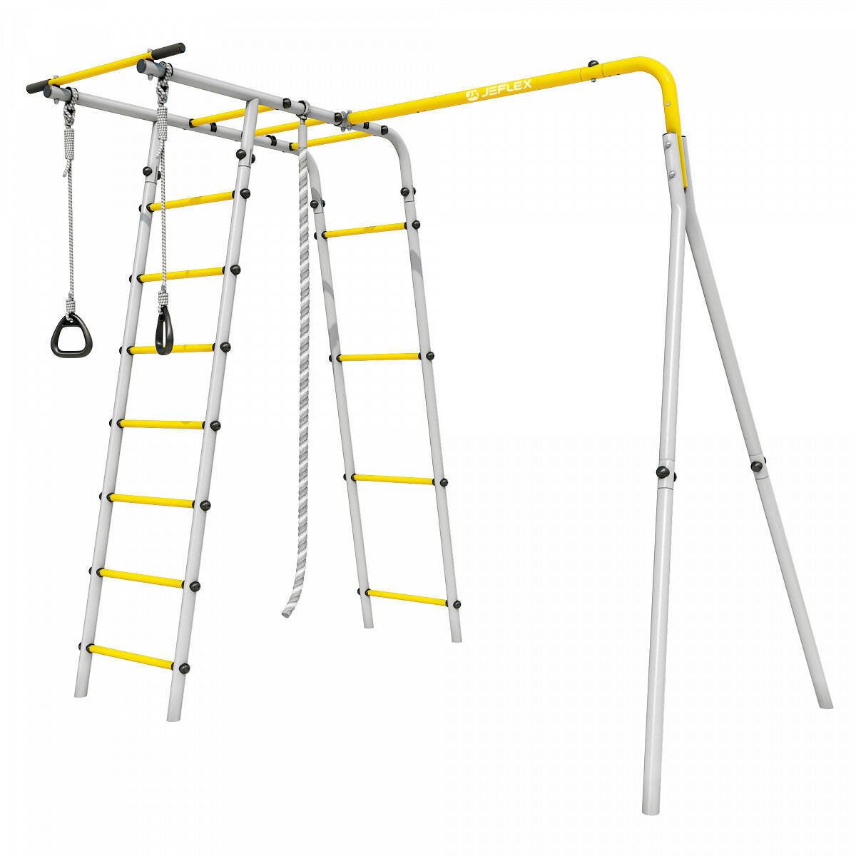 Jeflex - Structure D'Escalade Jgg3 Outdoor En Acier Avec Accessoires - Aire De Jeu - Gris|jaune - Decathlon