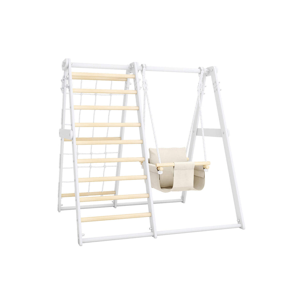 Klettergerüst KidsMaxx Indoor Holz, inkl. Schaukel und Sprossenleiter 1/7
