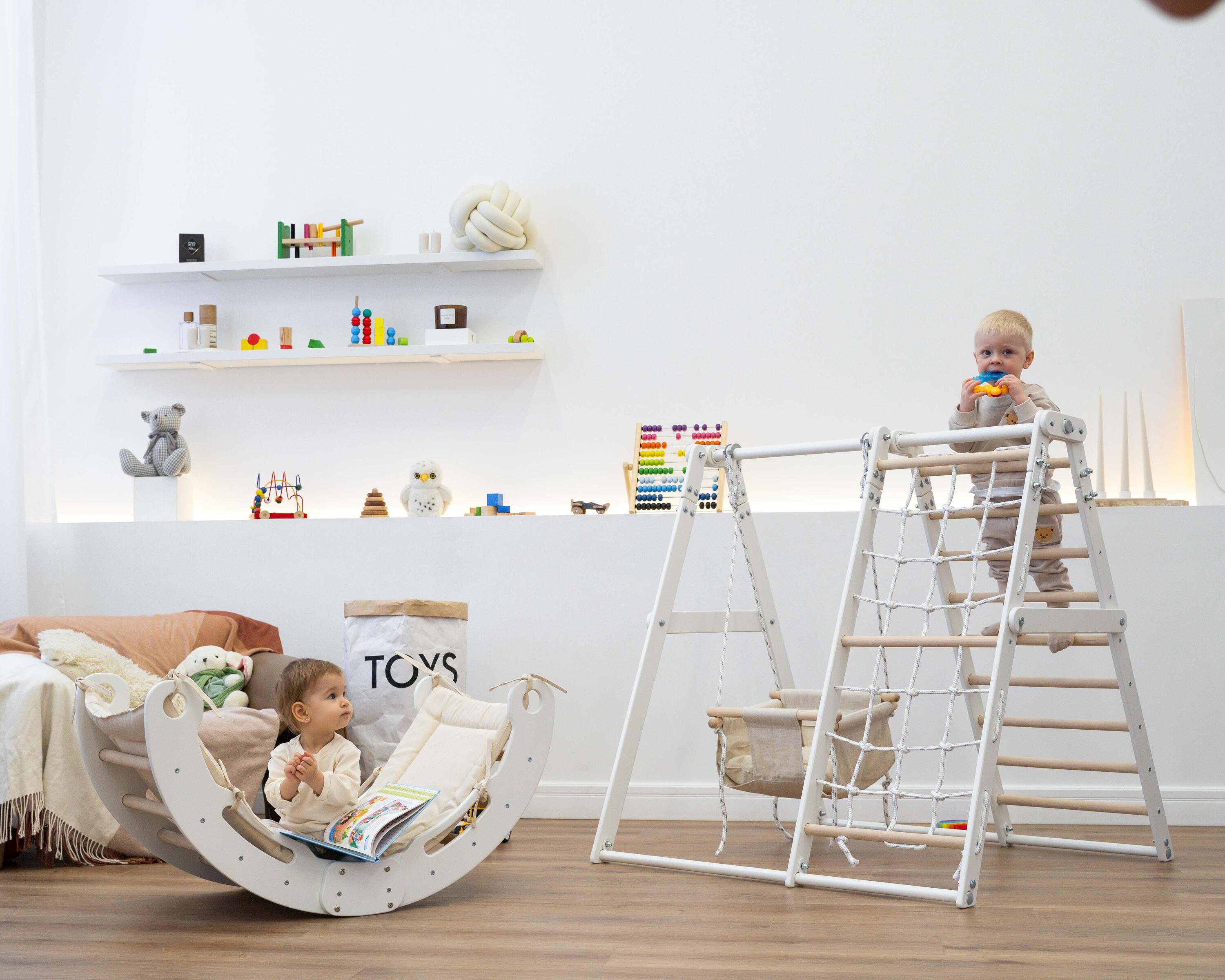 Klettergerüst KidsMaxx Indoor Holz, inkl. Schaukel und Sprossenleiter 5/7