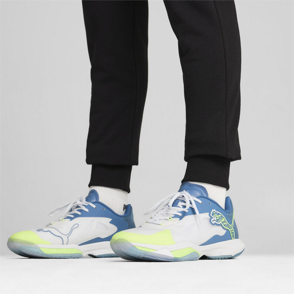 Buty do piłki ręcznej Vantage NITRO™ PUMA White Blue Horizon Fizzy Apple Yellow