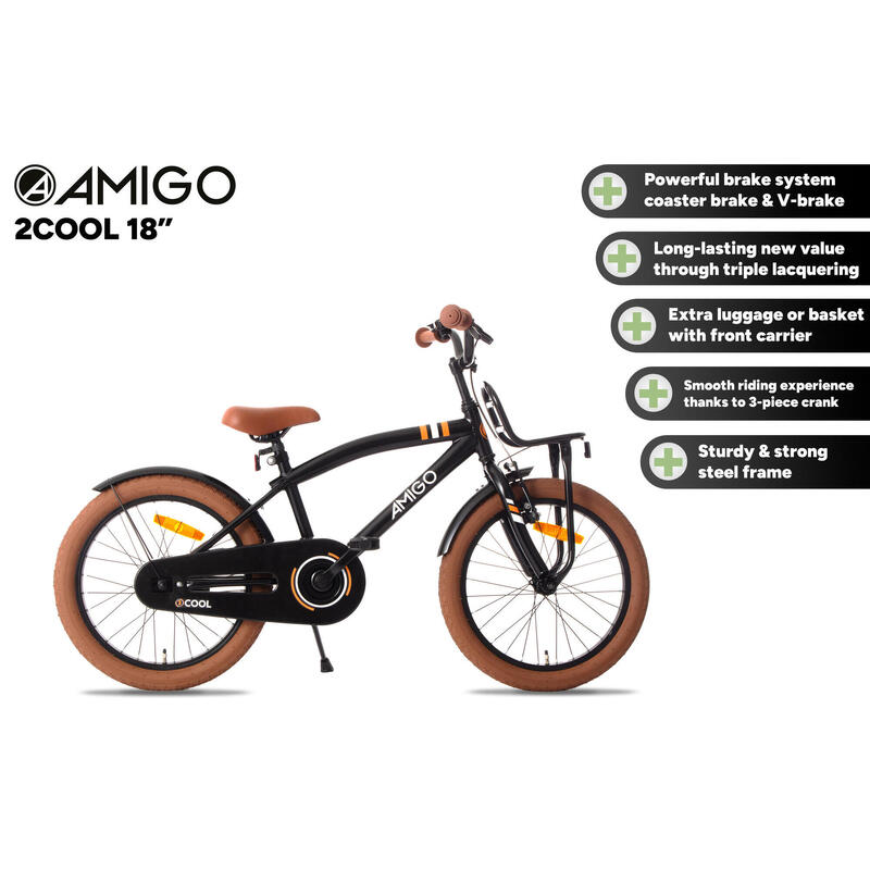 AMIGO Jongensfiets 2Cool 18 Inch 28,5 cm Jongens Terugtraprem Zwart