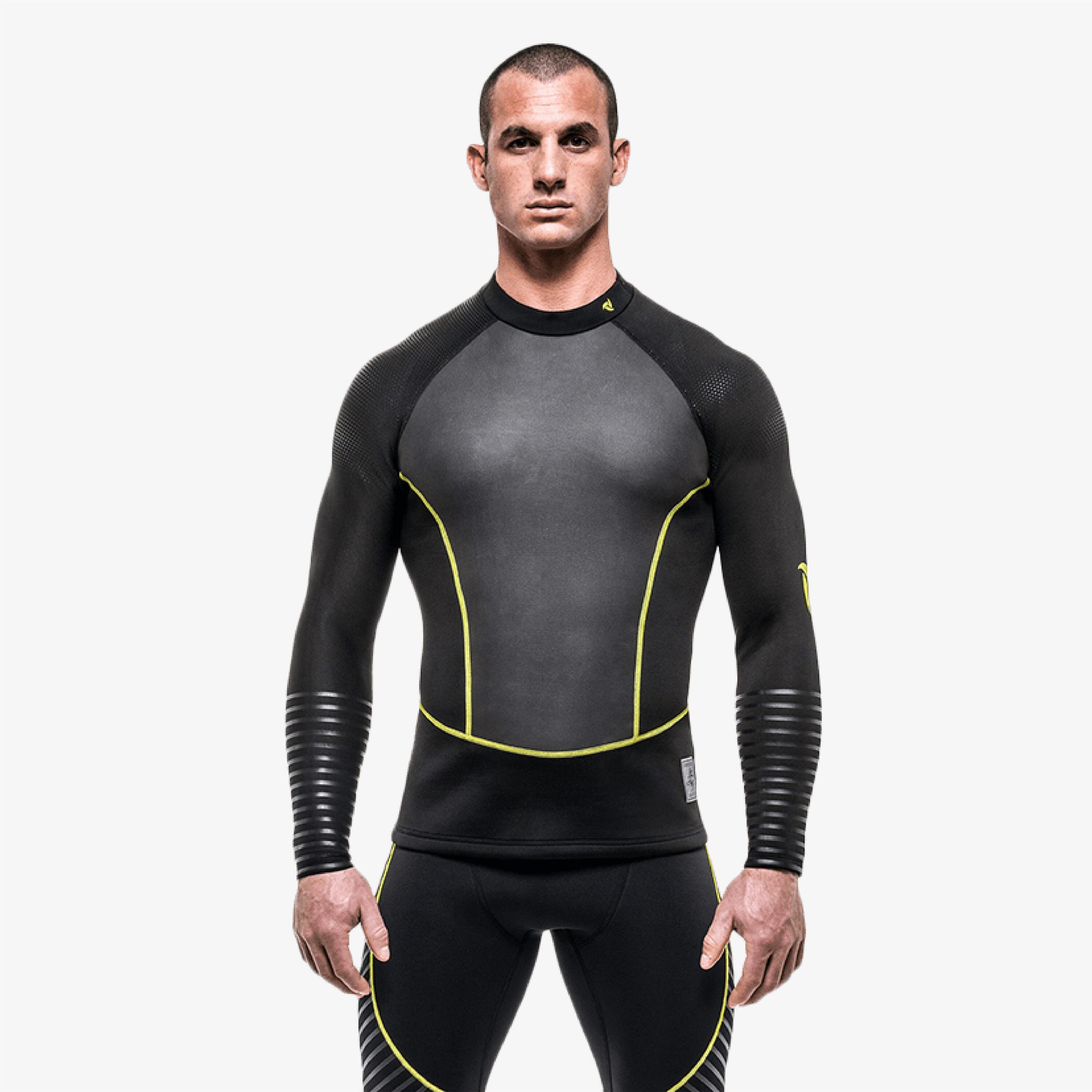 Top canoë kayak adulte en néoprène 2 mm renforcé caoutchouté - Noir/Jaune 2/5