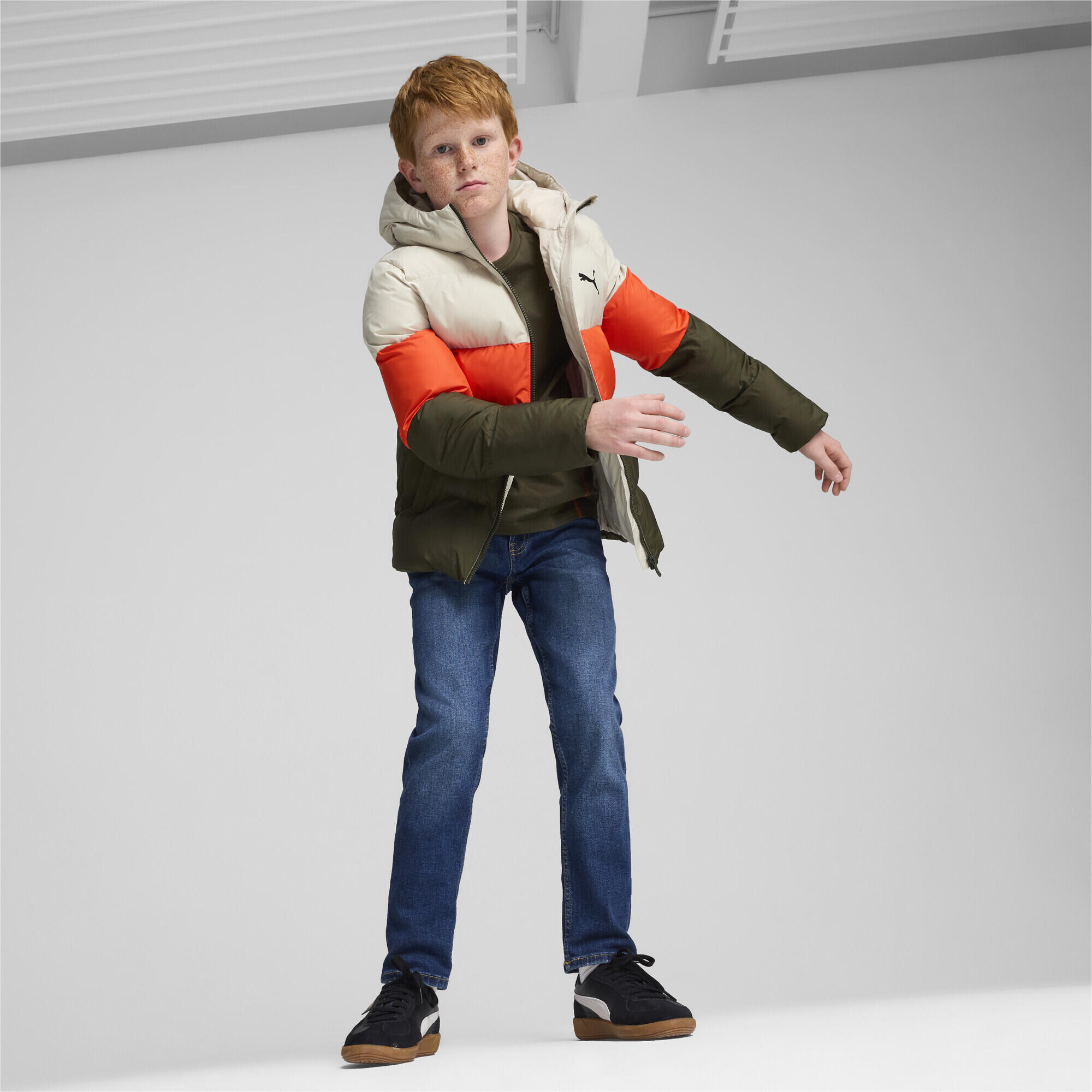 Poly Pufferjacke mit Kapuze Jugendliche PUMA Dark Olive Green 6/7