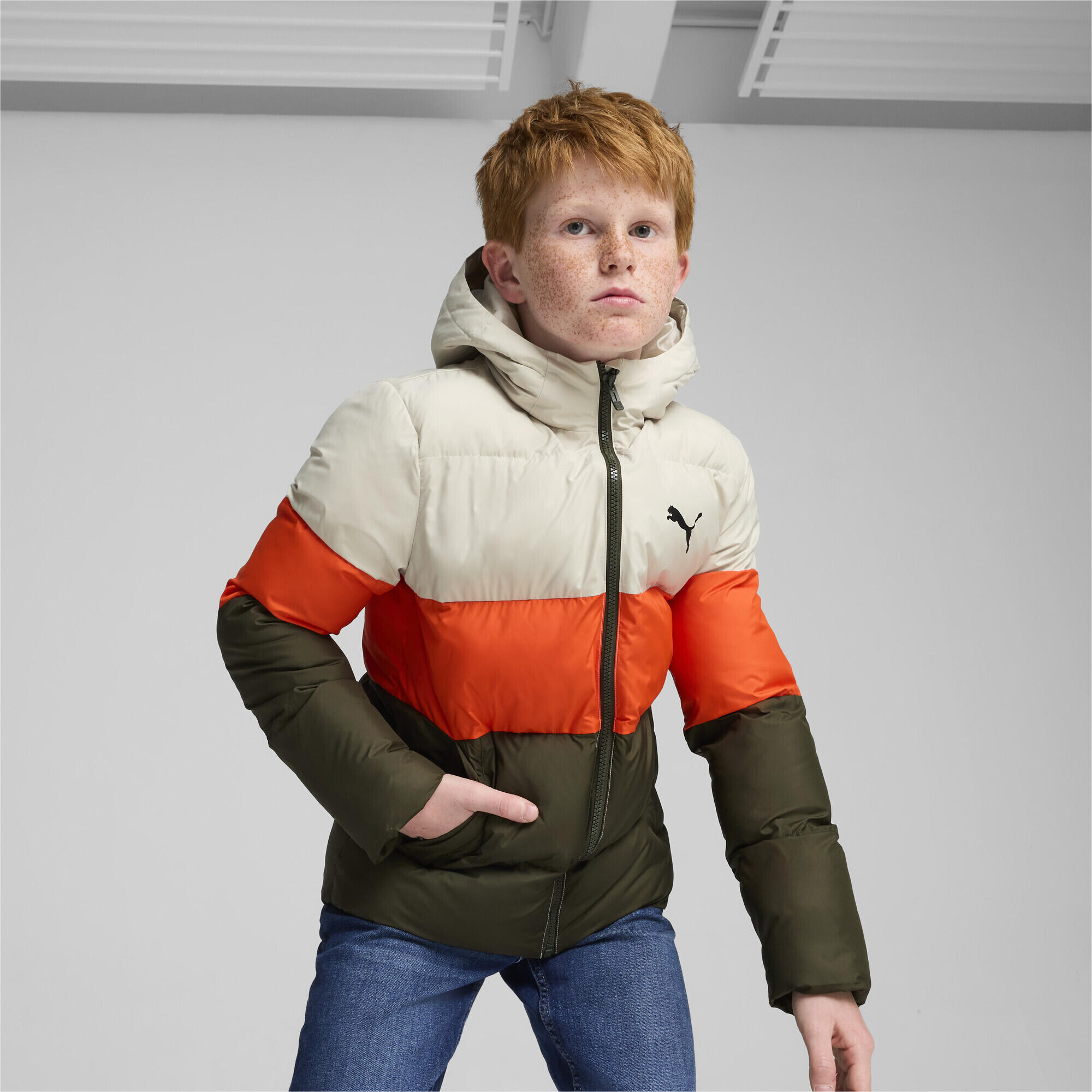 Poly Pufferjacke mit Kapuze Jugendliche PUMA Dark Olive Green 4/7