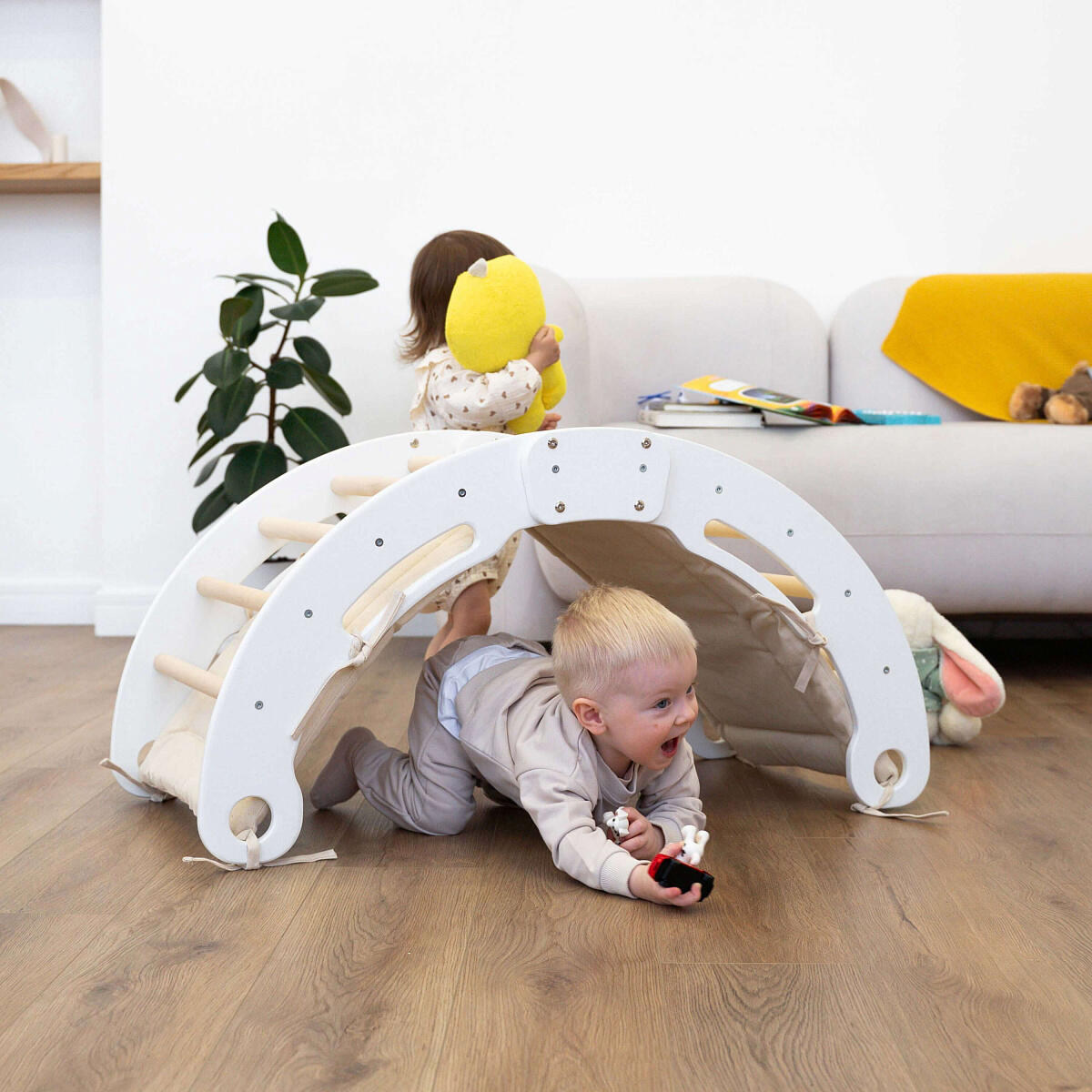 Kinderwippe Babywippe Kletterbogen aus Holz 6/7