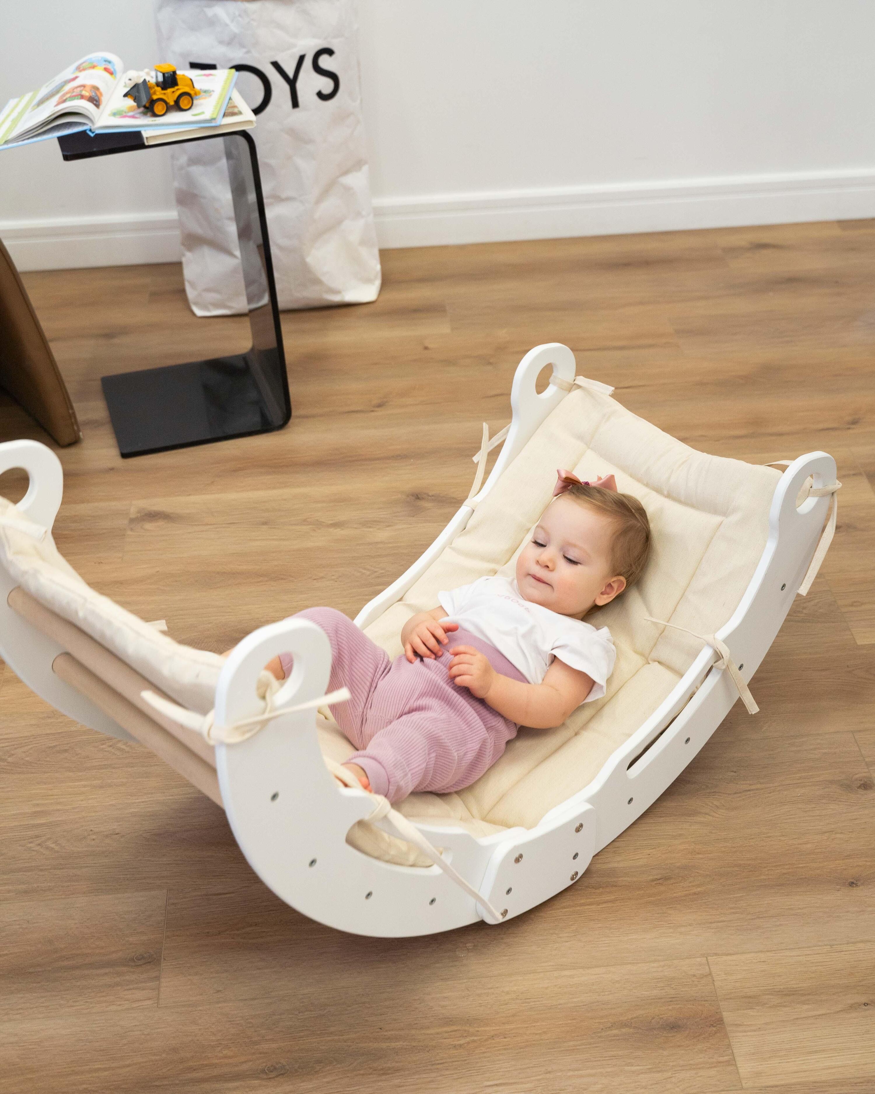Kinderwippe Babywippe Kletterbogen aus Holz 3/7
