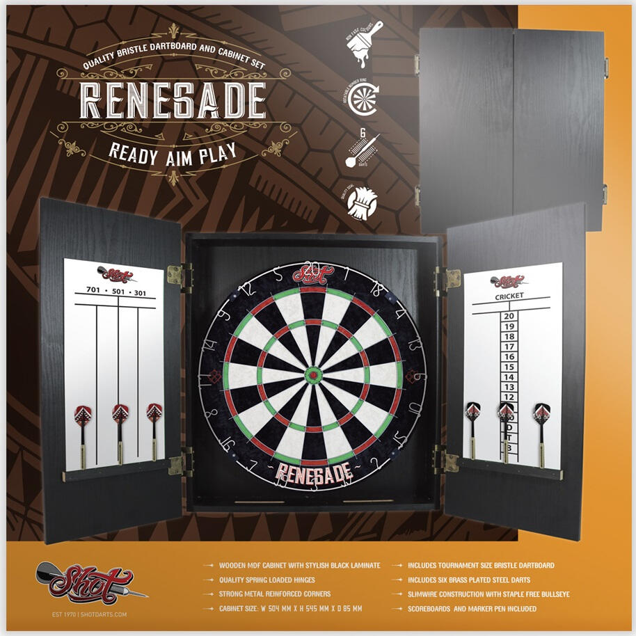 SHOT Shot Renegade Dartboard Cabinet Set