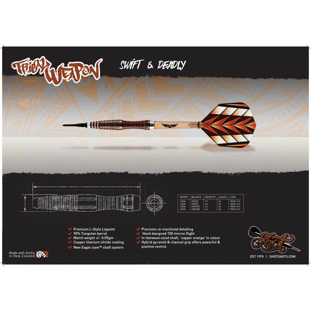 Shot Softtip Tribal Weapon 1 90% Front Weight 19 gram 5/6
