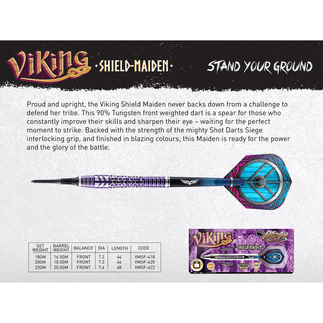 Shot! Viking Shield Maiden Softdarts 18g 90% Tungsten 6/6
