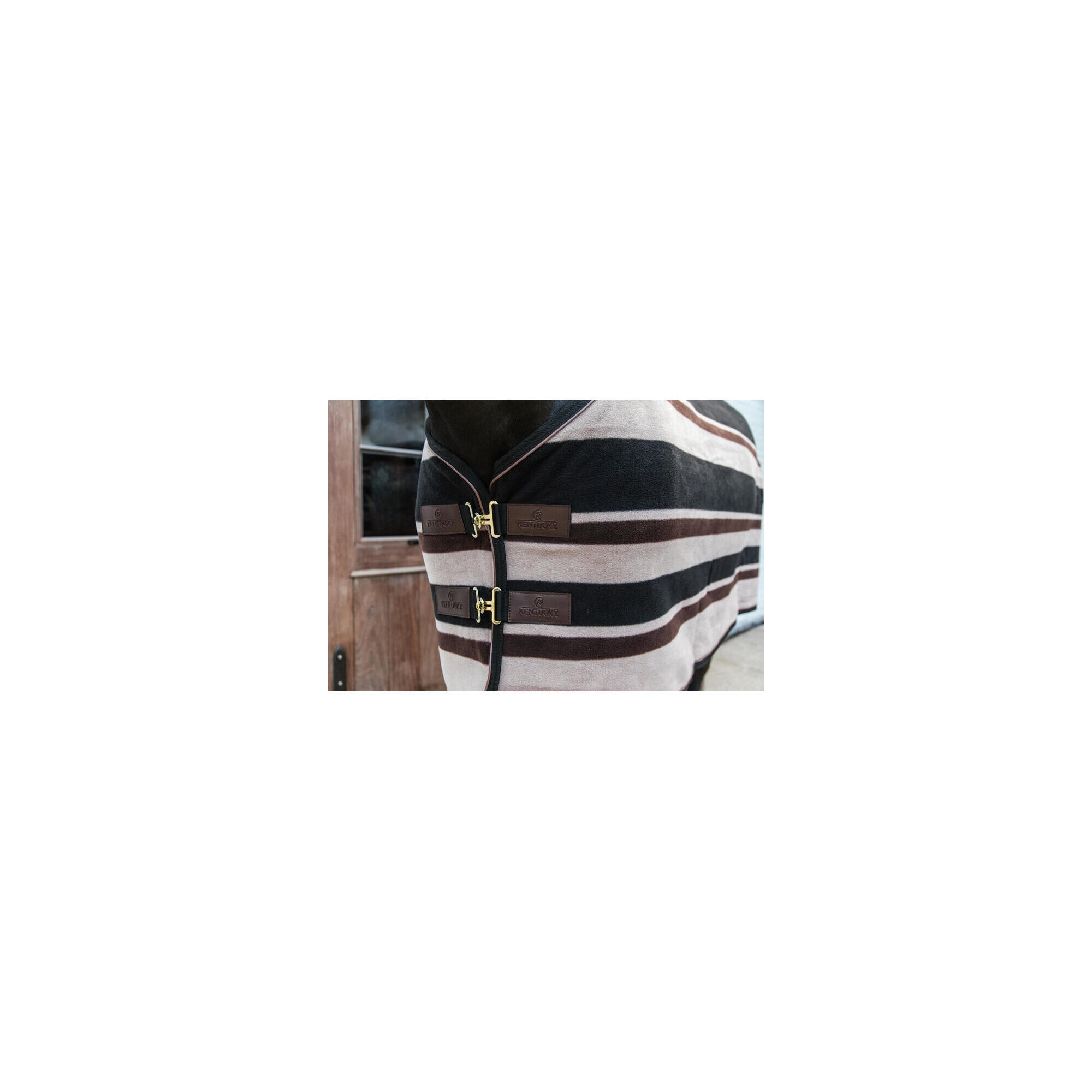 Kentucky Fleece Paardendeken Heavy Stripes Brown/beige  -