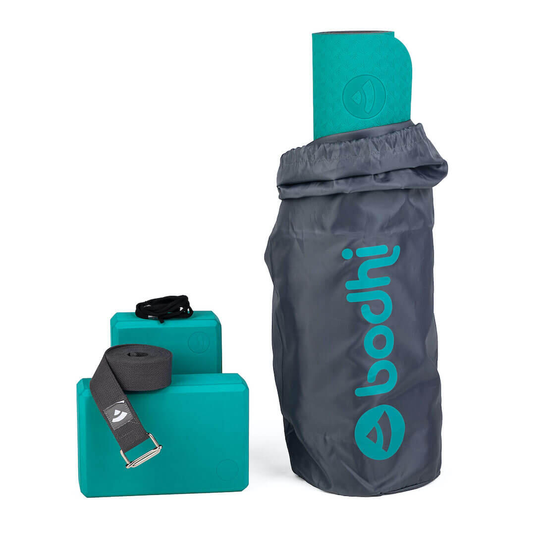 Yoga Set FLOW Yogamatte mit Block + Gurt petrol 2/7