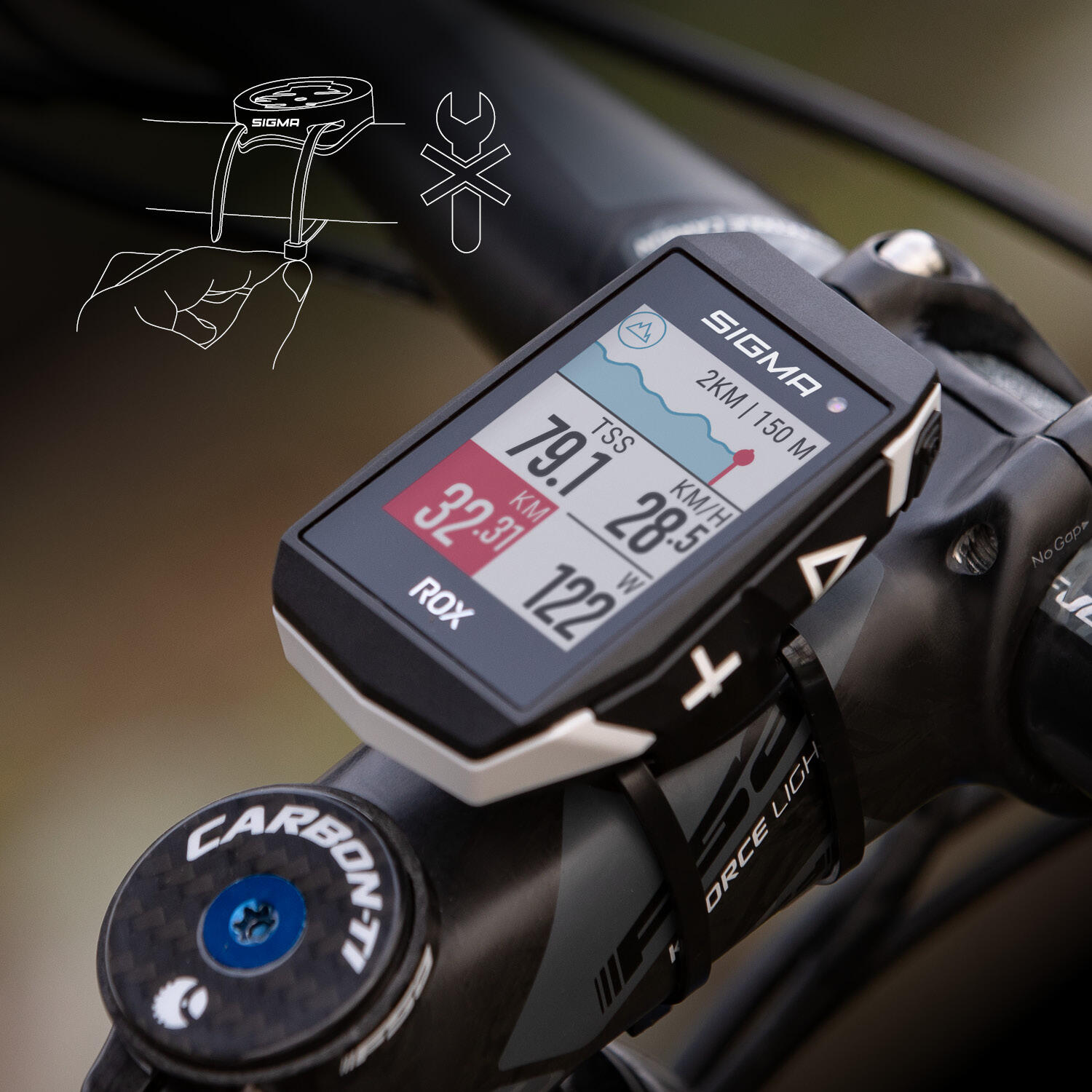 Sigma Rox 11.1 EVO GPS SW / SW staffa per cuffie standard + cavo di ricarica