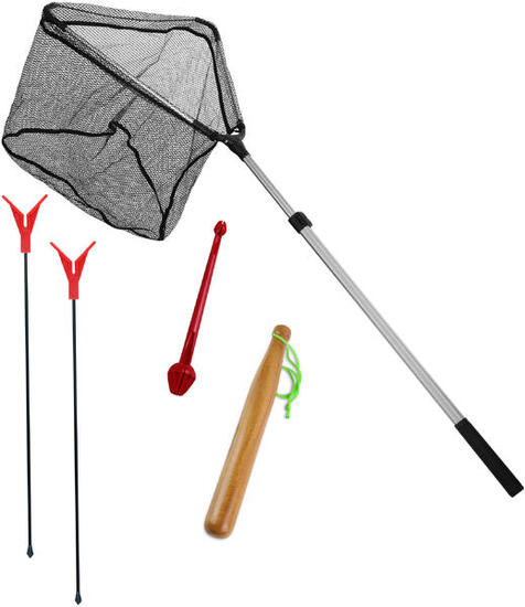 Angel Starterset mit 2 Rutenhaltern, Teleskop-Kescher, Fischbetäuber, Hakenlöser