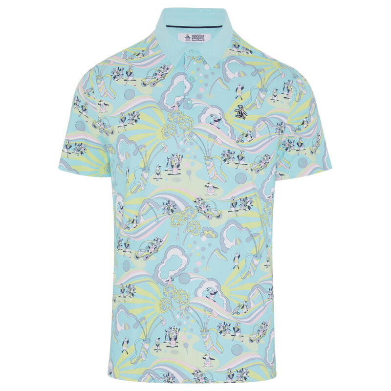 Penguin 60s Heritage Print Polo Turkoois