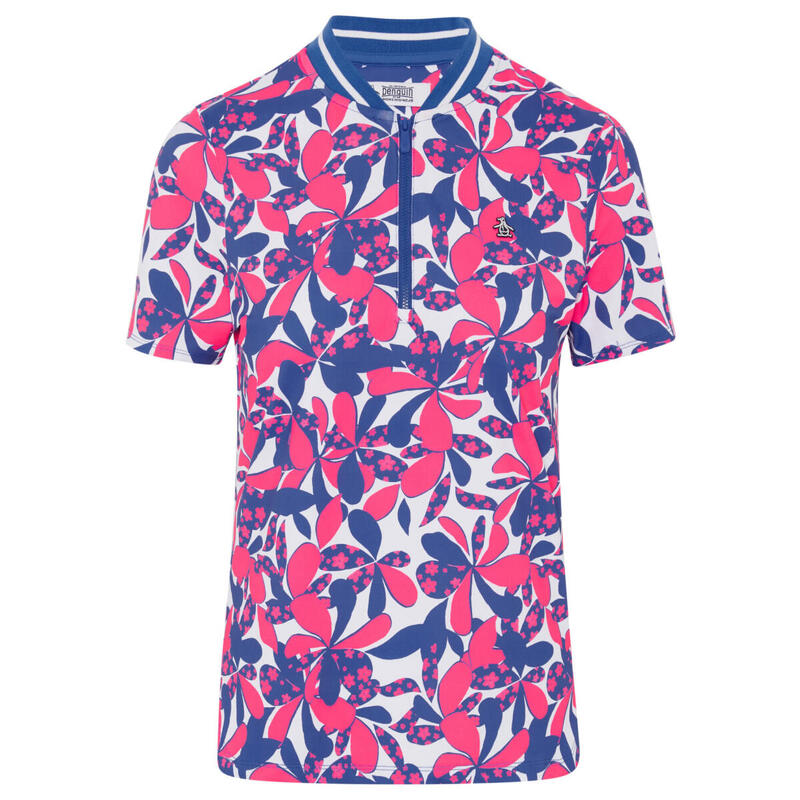 Penguin Bloemenprint Polo Roze