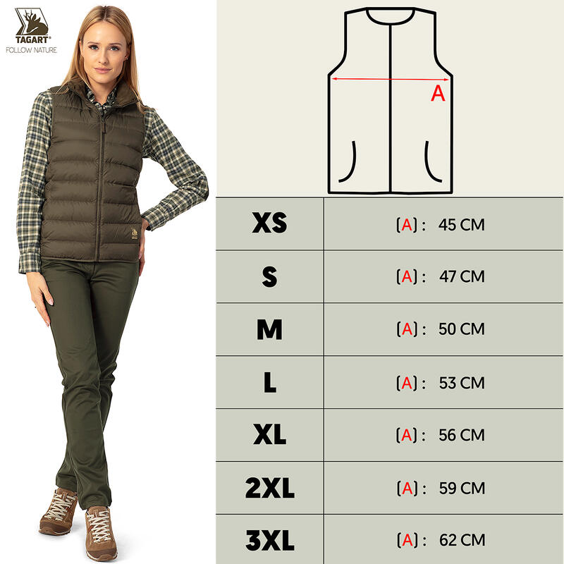 Vestă de teren pentru femei Tagart Wing 4 în culoarea olive, din puf