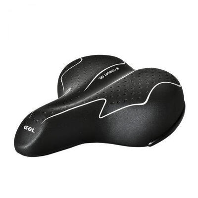 Fietszadel big classic gel met zadelstrop - zwart