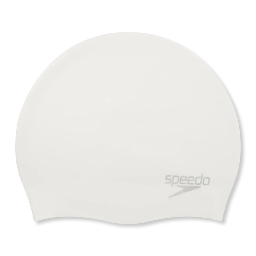 Speedo Plain Moulded Silicone Cap - White/Silver