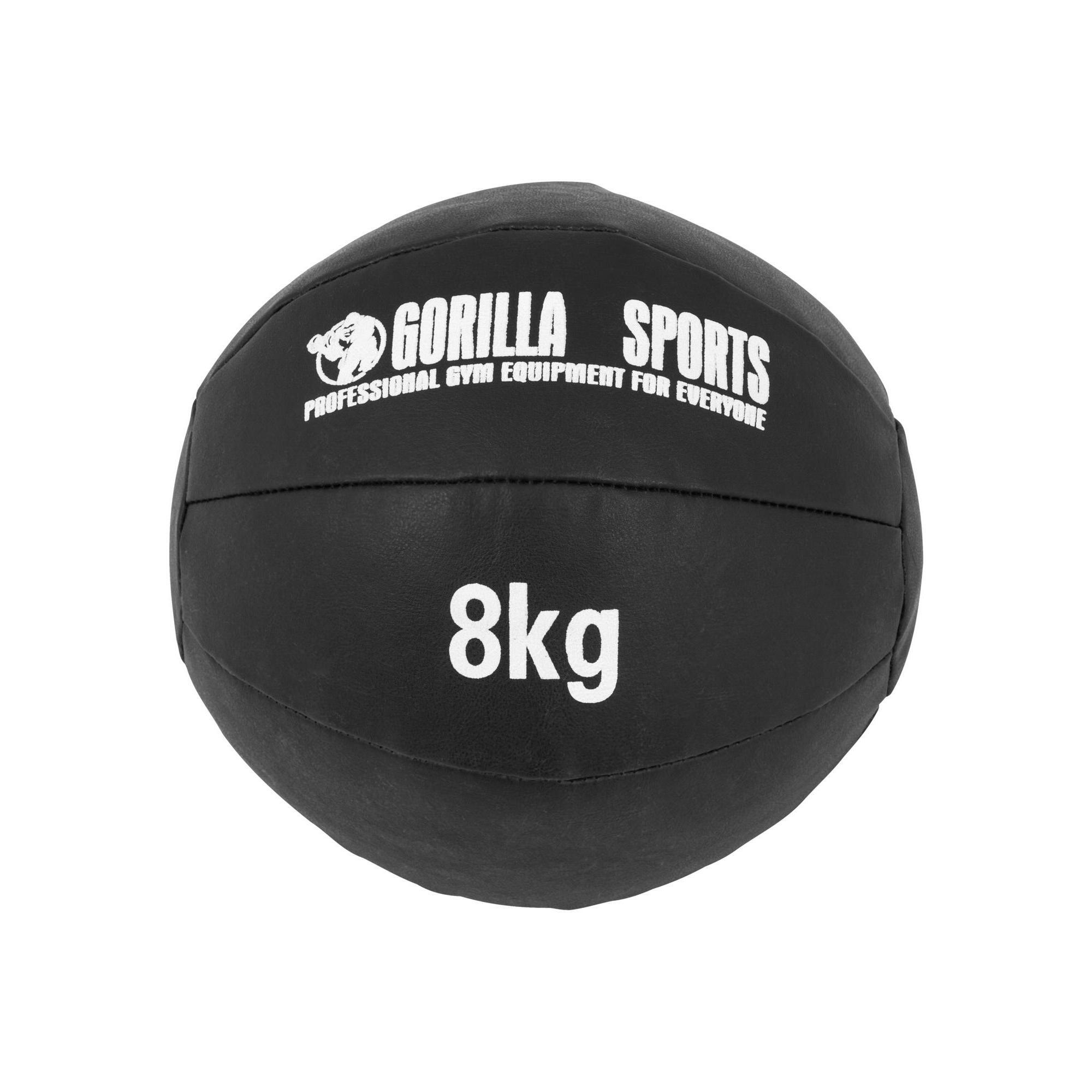 Gorilla Sports - Medecine Ball Cuir Synthétique | Musculation | Au Choix De 1kg À 10kg - Médecine Ball - Noir - 8 Kg - Decathlon