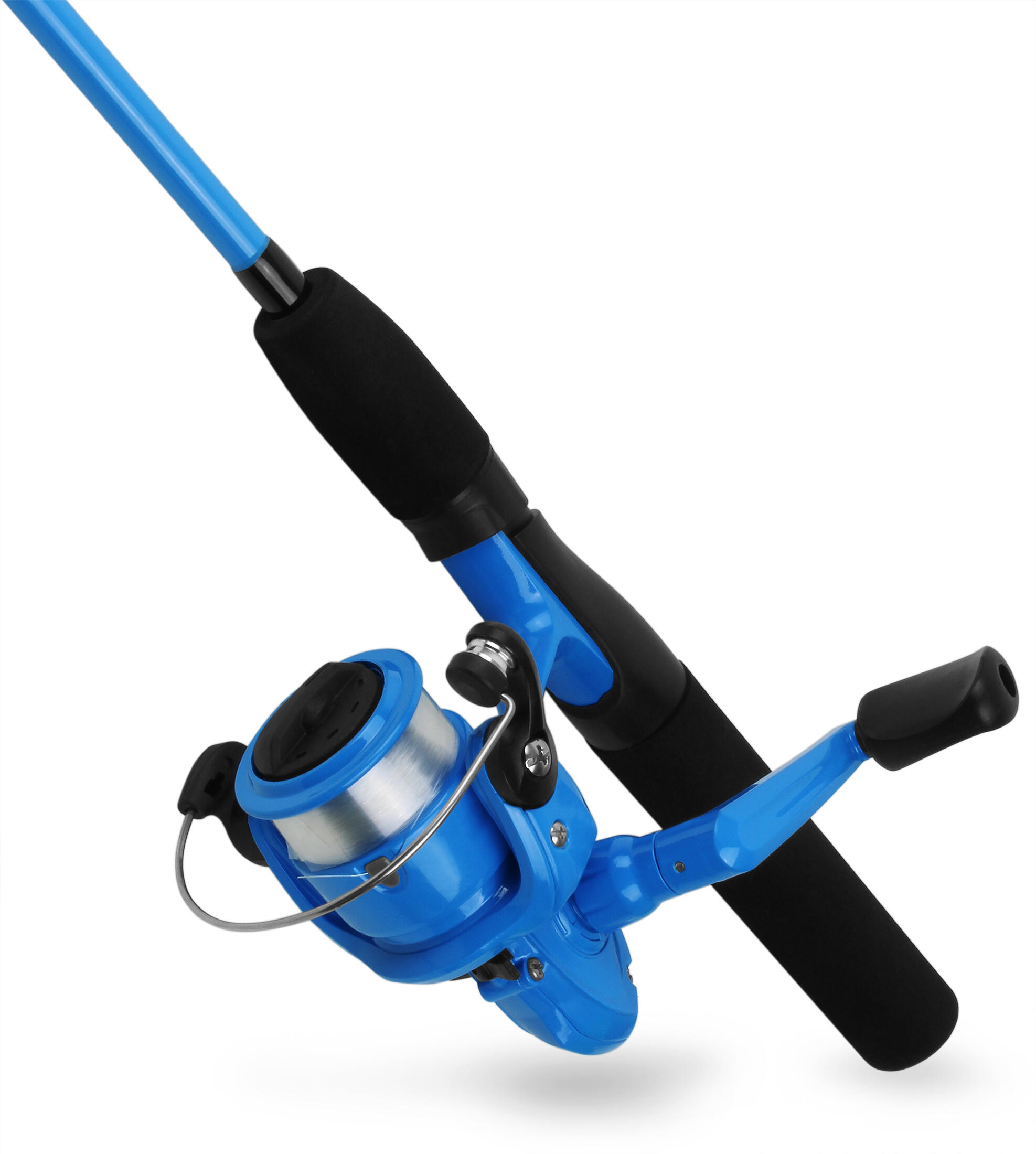 Kinder Angelrute 2-teilig Steckrute (5-20 g) Blau mit Rolle und Schnur 135 cm 3/3