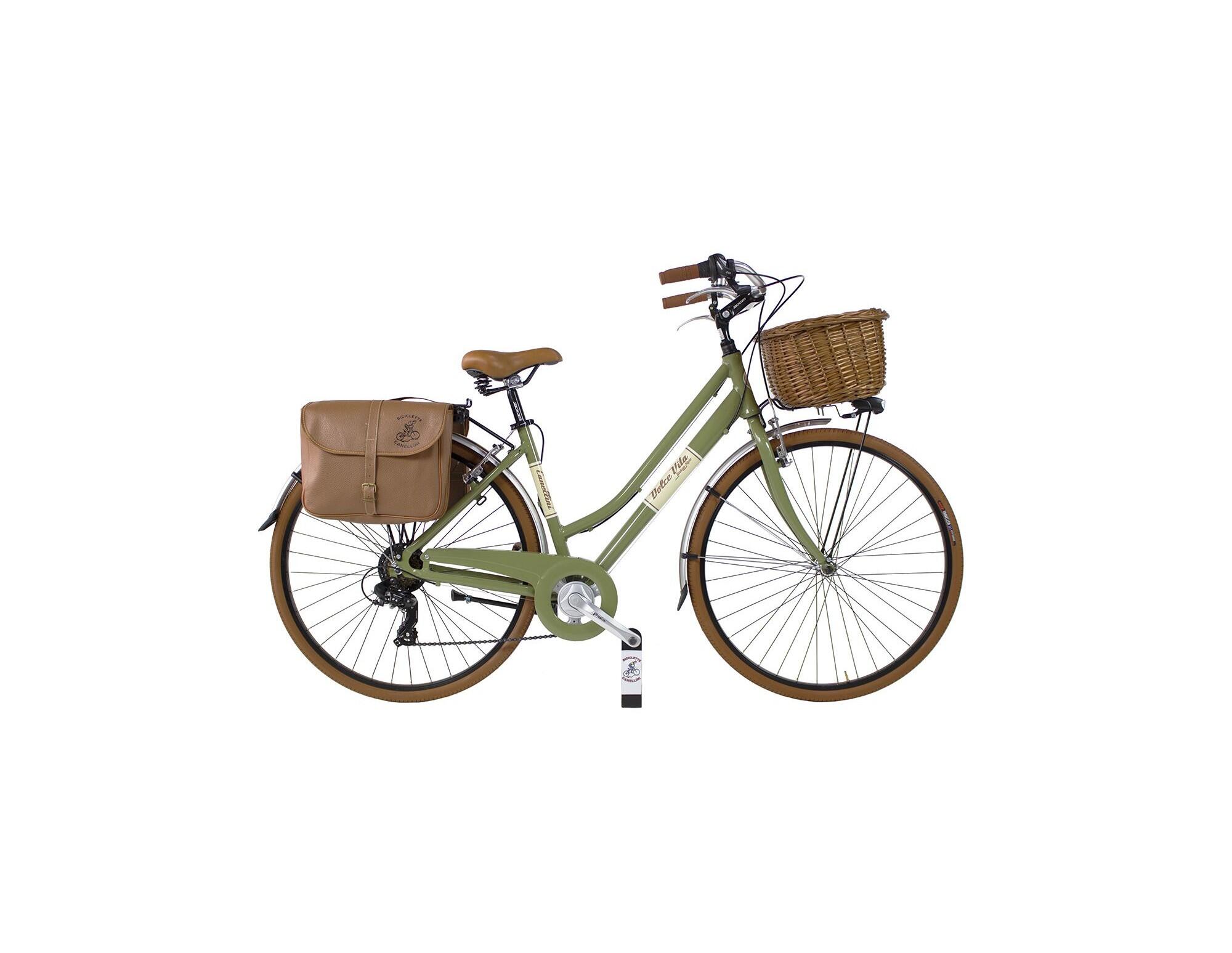 CANELLINI Bici da città Dolce Vita by Canellini donna con borse e cesto - Verde Oliva