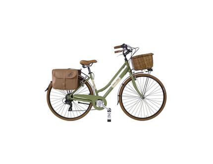 Vélo de ville Dolce Vita by Canellini femme avec sacoches et panier - Rose