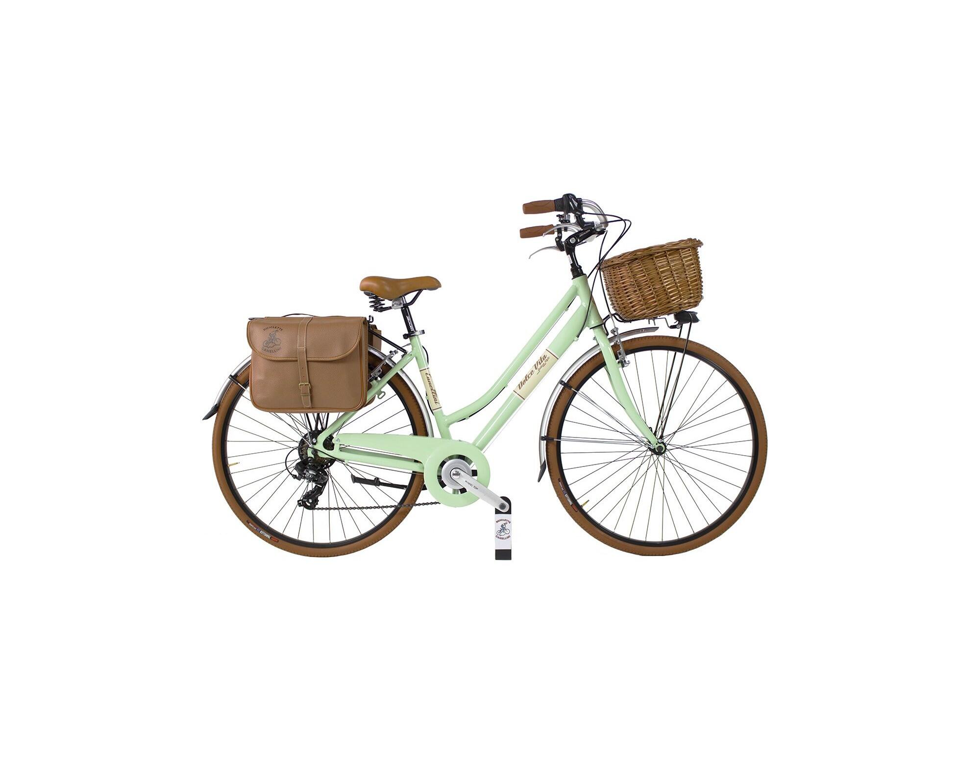 CANELLINI Stadsfiets Dolce Vita by Canellini dame met fietstassen en mand - Lichtgroen