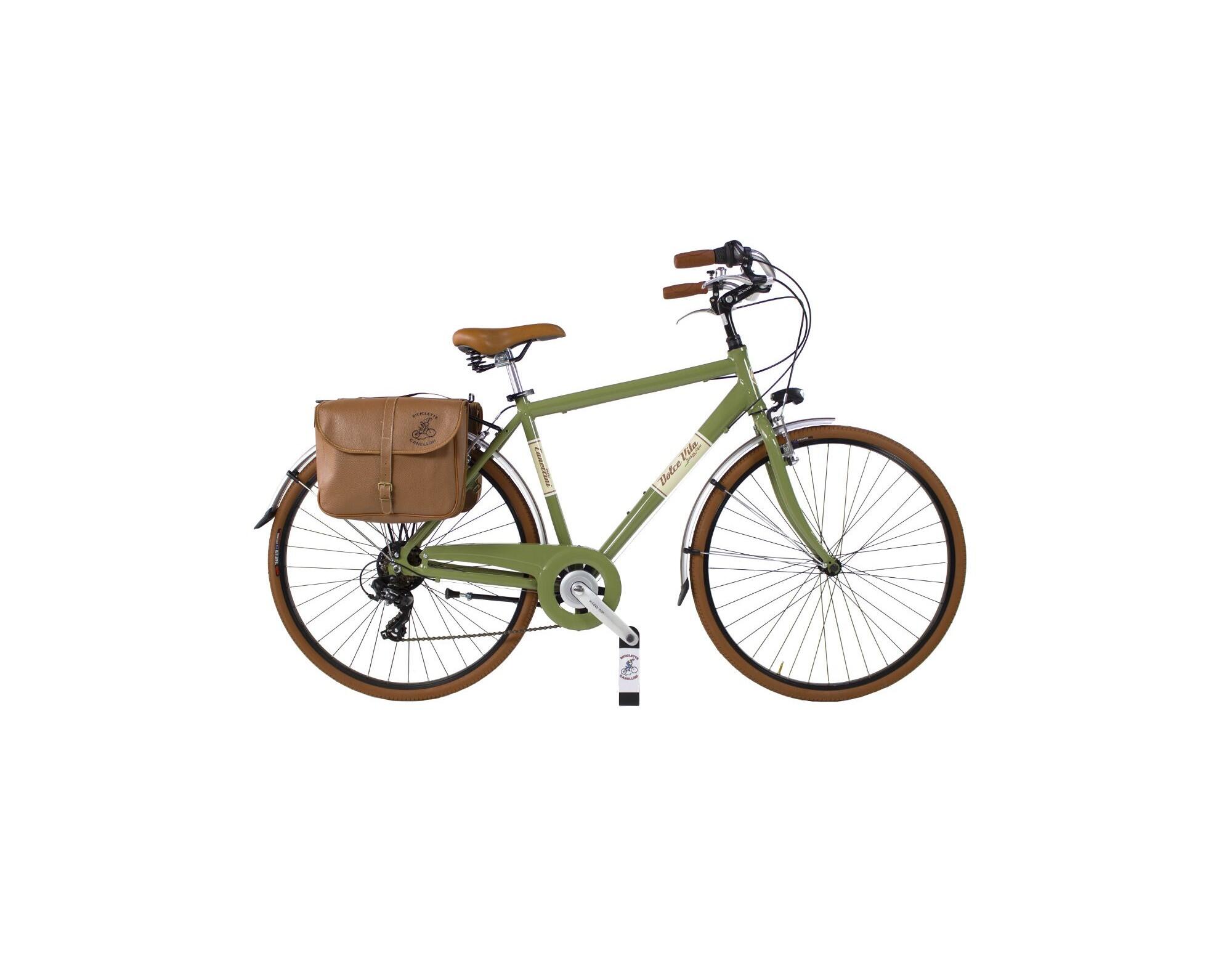 CANELLINI Stadsfiets Dolce Vita by Canellini man met fietstassen - Olijfgroen
