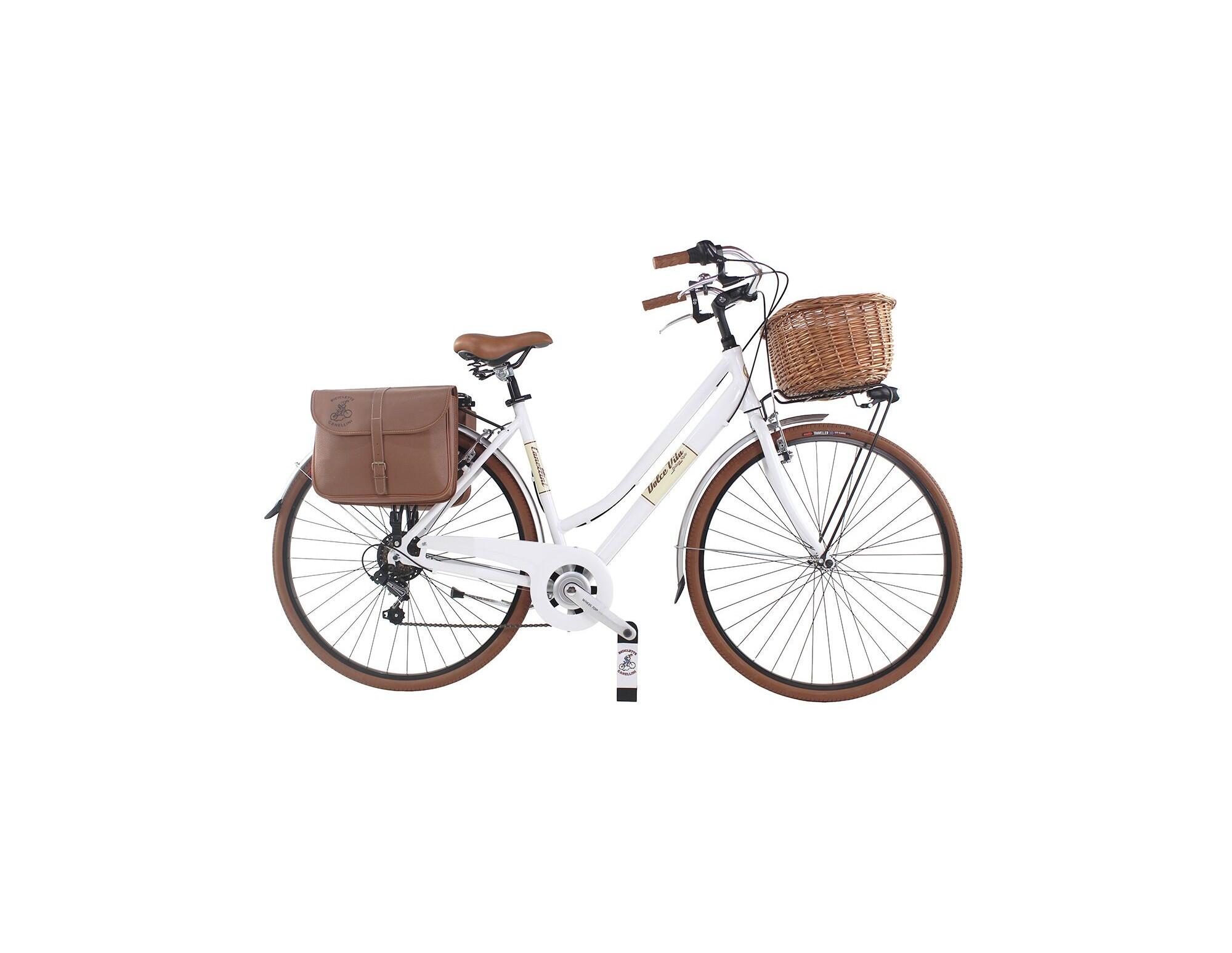 CANELLINI Bicicleta urbana Dolce Vita by Canellini mulher com bolsa e cesto - Branco