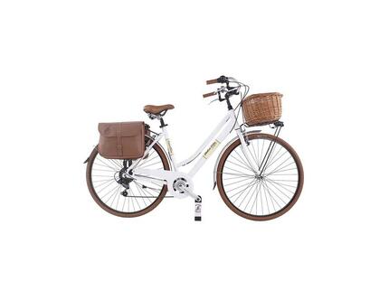 Vélo de ville Dolce Vita by Canellini femme avec sacoches et panier - Rose