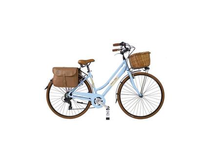 Vélo de ville Dolce Vita by Canellini femme avec sacoches et panier - Rose