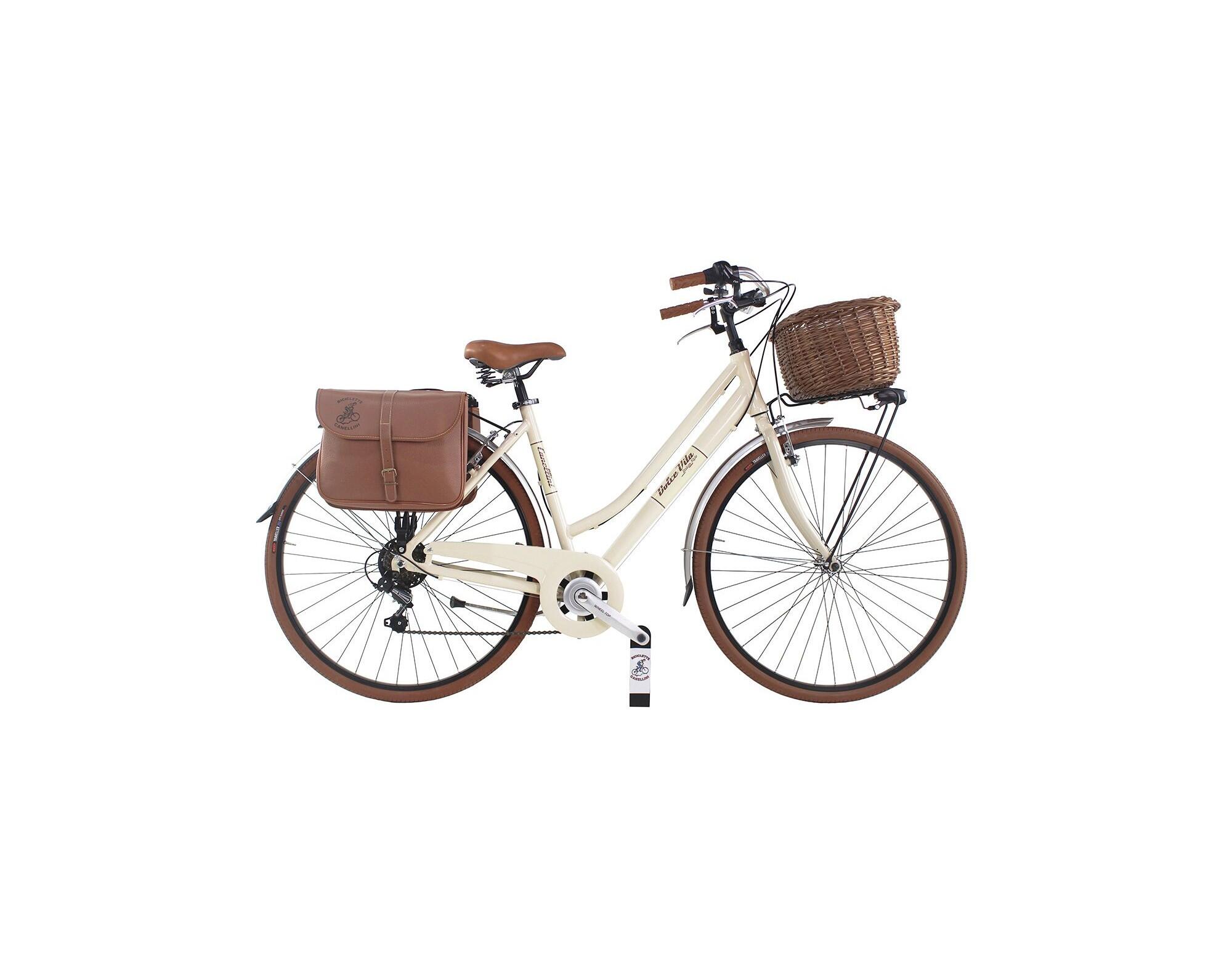 CANELLINI Bici da città Dolce Vita by Canellini donna con borse e cesto - Panna