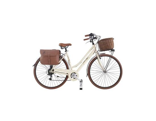 Vélo de ville Dolce Vita by Canellini femme avec sacoches et panier - Beige