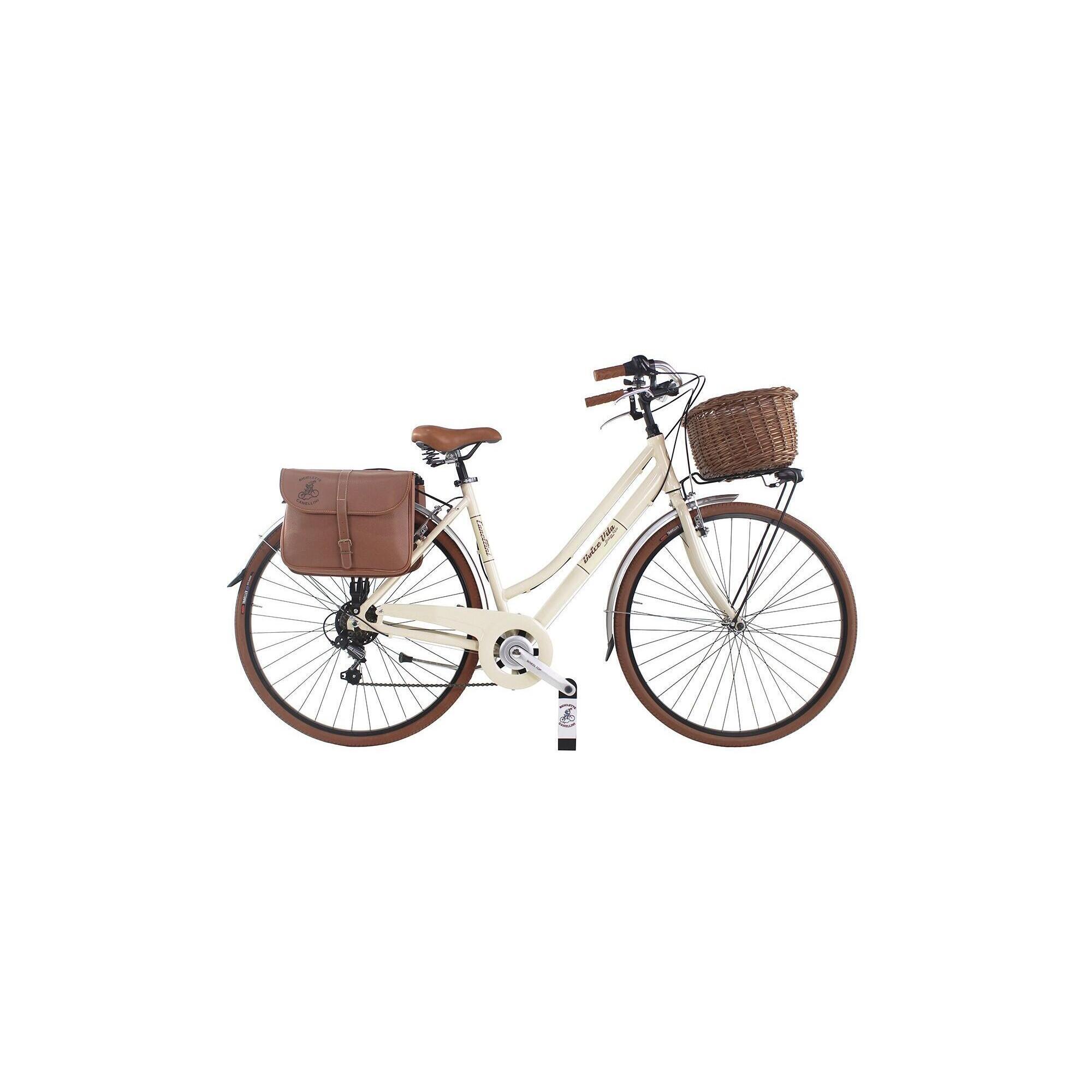 Canellini - Vélo De Ville Dolce Vita By Canellini Femme Avec Sacoches Et Panier - Beige - Vélo Ville - Beige - S - Decathlon