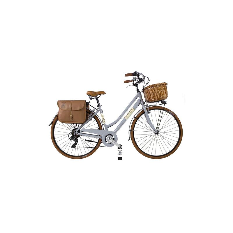 Stadsfiets Dolce Vita by Canellini dame met fietstassen en mand - Grijs