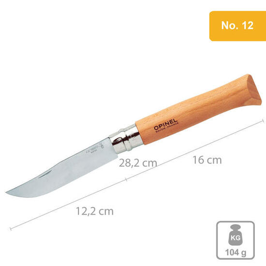 Coltello da Campeggio tascabile in acciaio pieghevole Manico legno No.12 INOX
