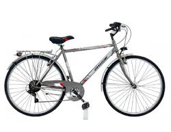 Vélo de ville MOVING Titane/Rouge cadre acier 6 vitesses