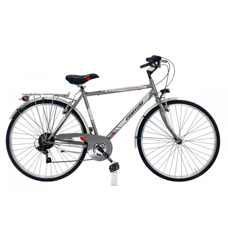 Bicicleta de paseo Moving 28" hombre - Titanio/Rojo