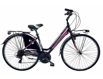 Vélo de ville DEA femme - Aluminium blanc/fuchsia 28