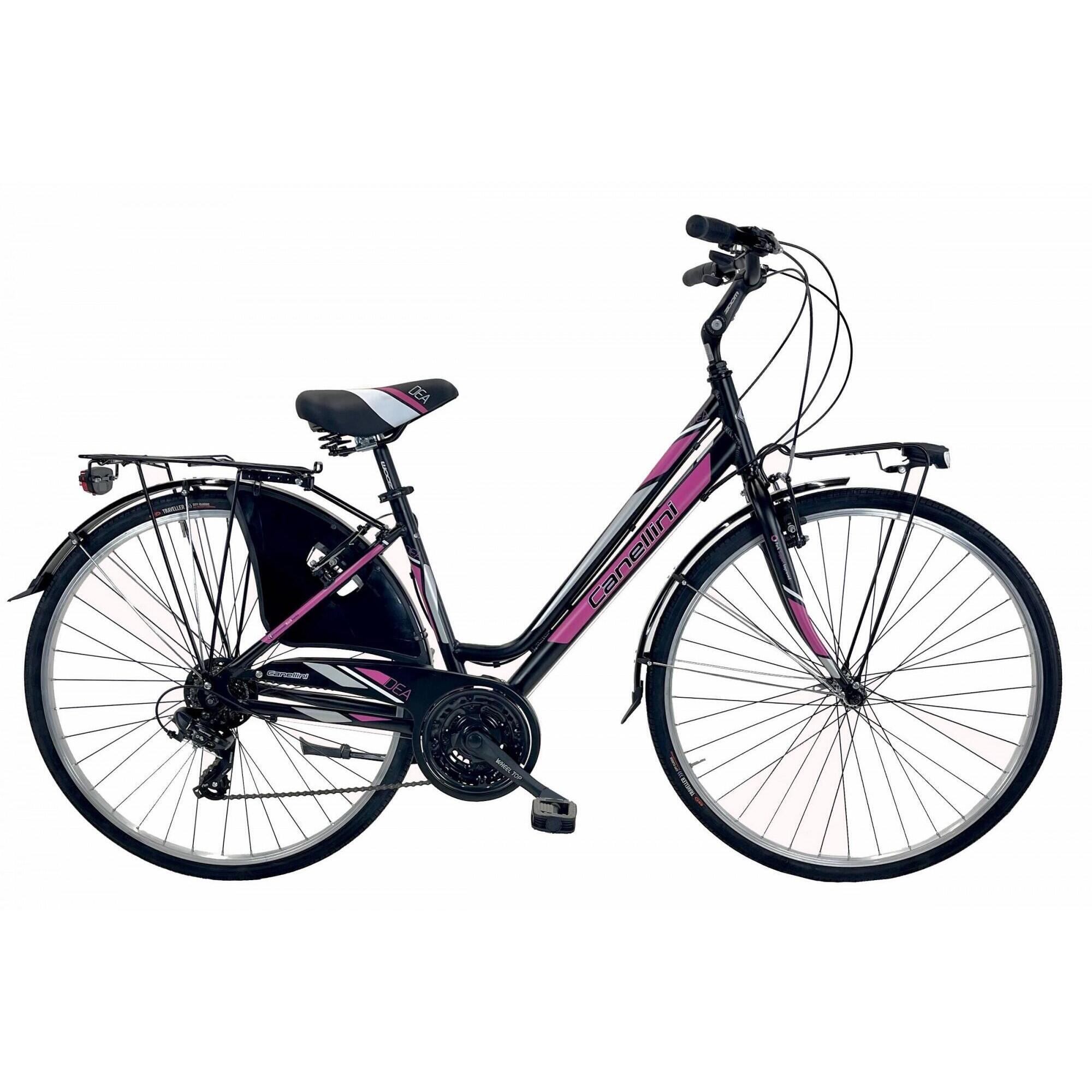 Canellini - Vélo De Ville Dea Femme - Aluminium Noir/fuchsia 28" - Vélo Ville - Rose - 40 M - Decathlon