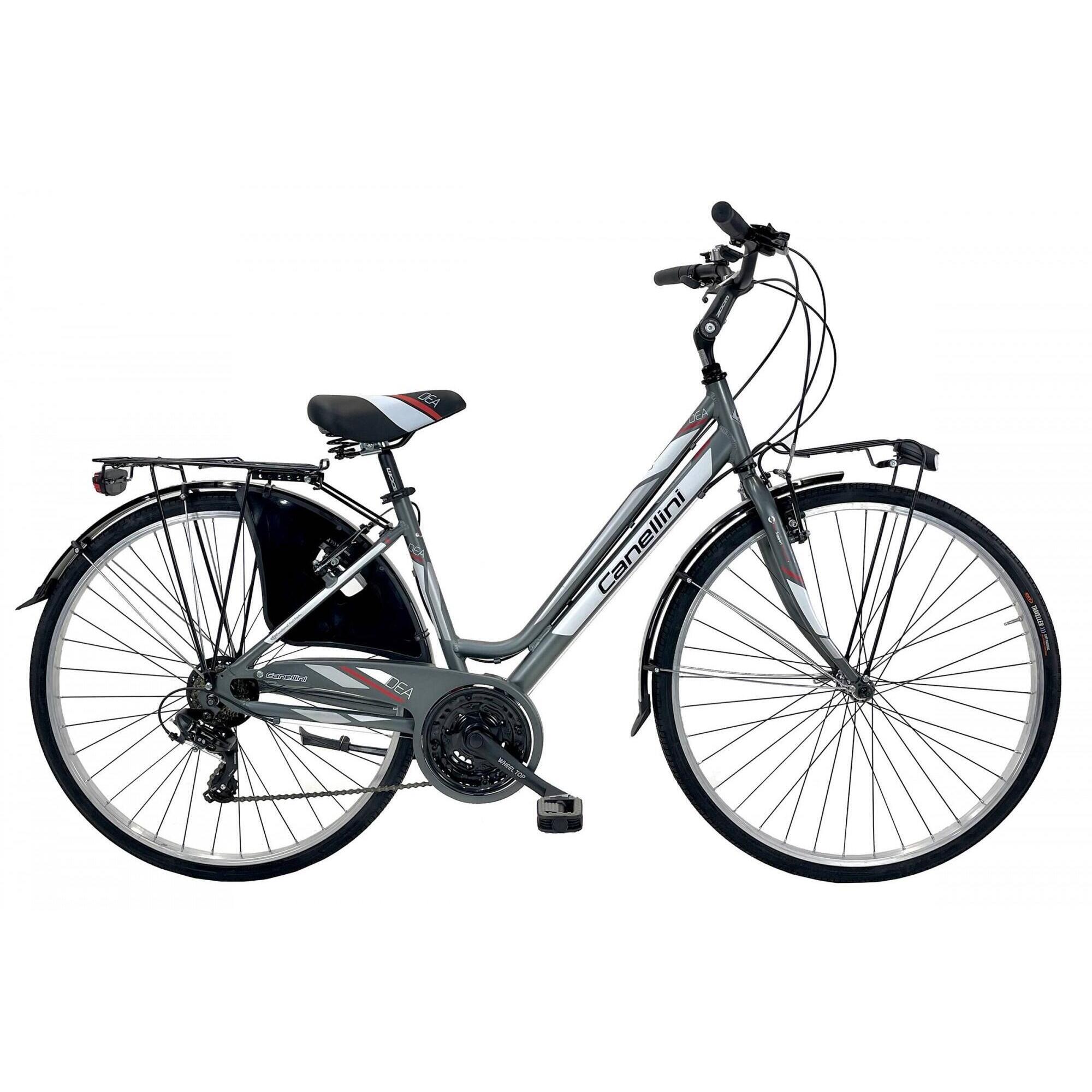 Bicicleta de cidade Dea mulher - Titânio/Vermelho