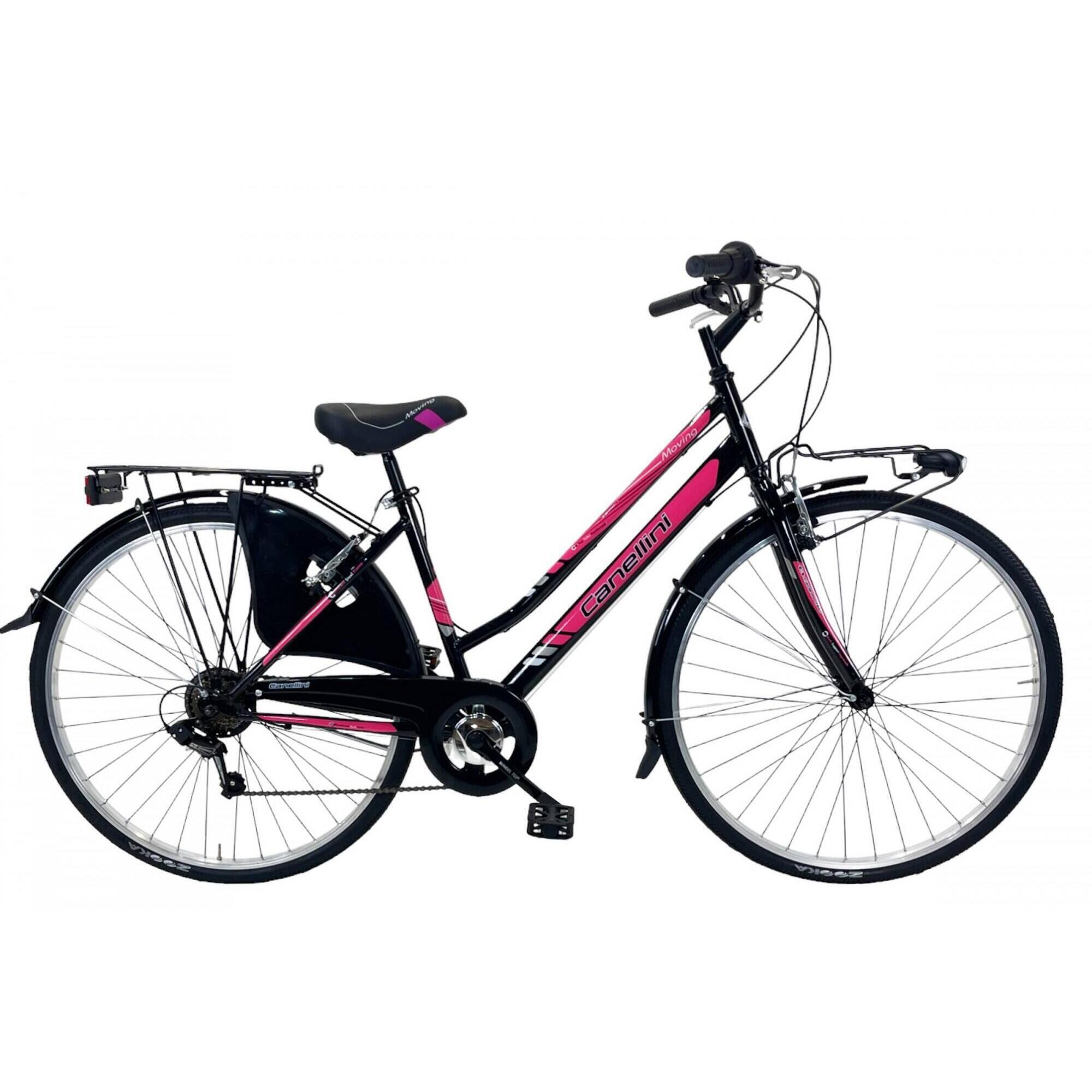 Canellini - Vélo De Ville Moving Femme Noir/fuchsia Cadre Acier - Vélo Ville - Noir|rose - 40 M - Decathlon