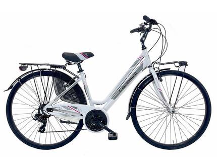 Vélo de ville DEA femme - Aluminium blanc/fuchsia 28