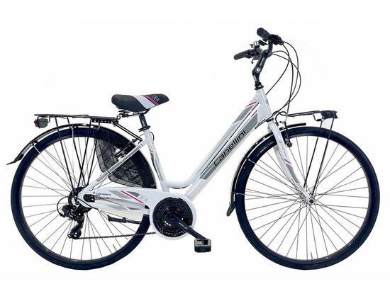 Vélo de ville DEA femme - Aluminium blanc/fuchsia 28
