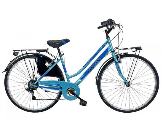Vélo de ville MOVING 28" femme Bleu clair cadre acier 6 vitesses