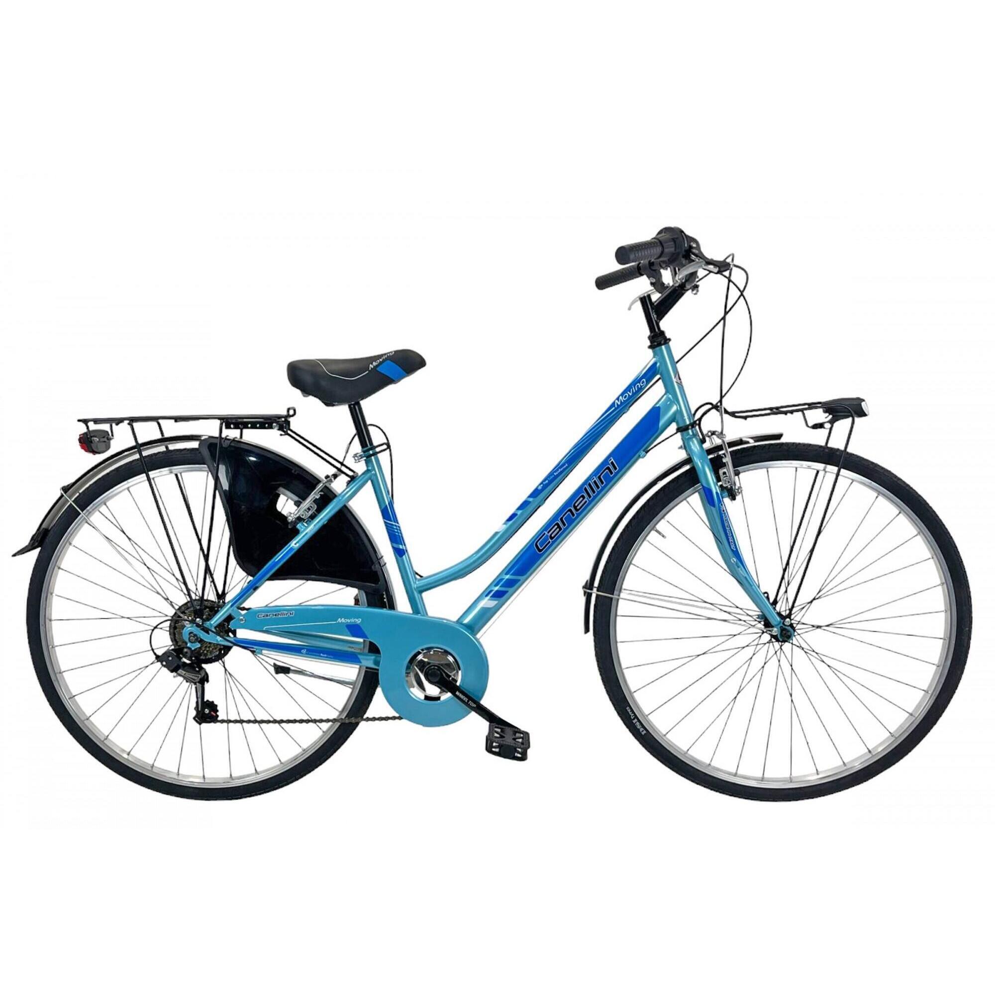 Canellini - Vélo De Ville Moving 28" Femme Bleu Clair Cadre Acier 6 Vitesses - Vélo Ville - Bleu - 40 M - Decathlon