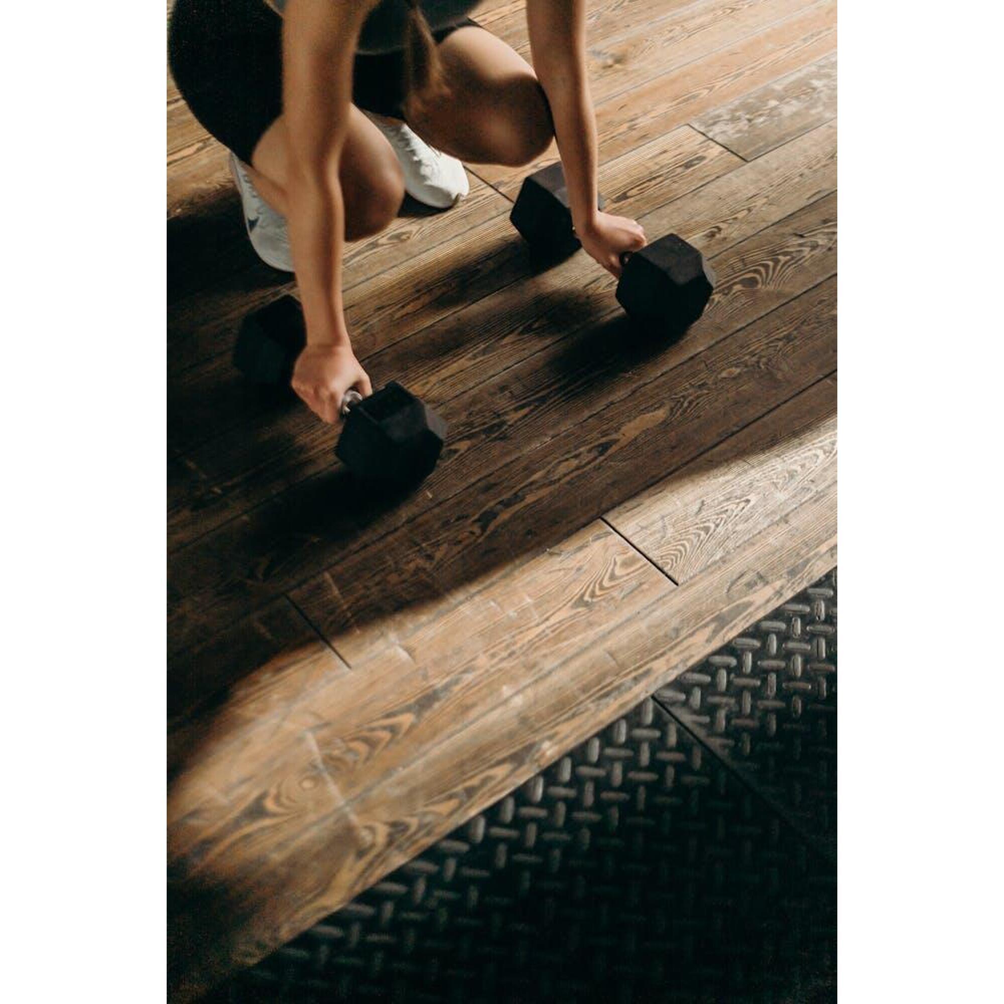 Gantera 10 kg - Hexagonală - Neagră - Cauciuc - Set de 2