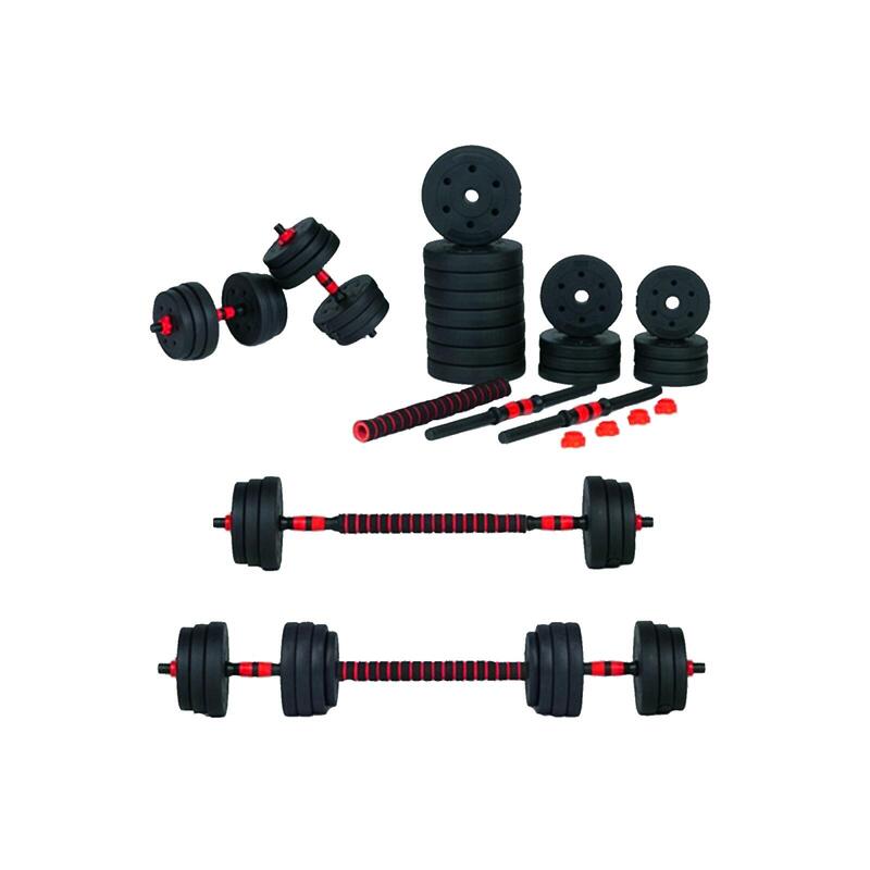 Set gantera/haltera Orion negru/rosu, greutate 30 kg