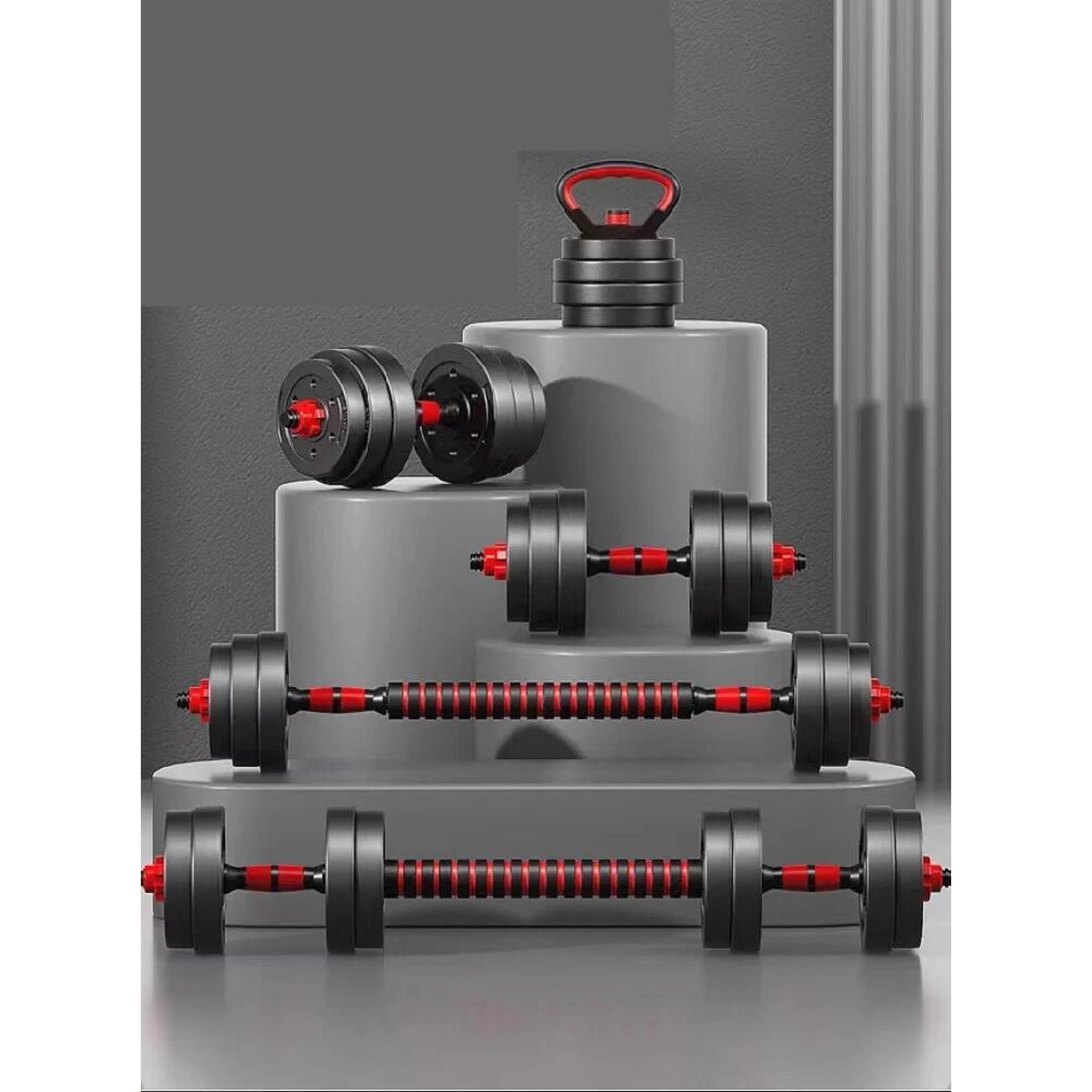 Set gantera/haltera Orion negru/rosu, greutate 30 kg
